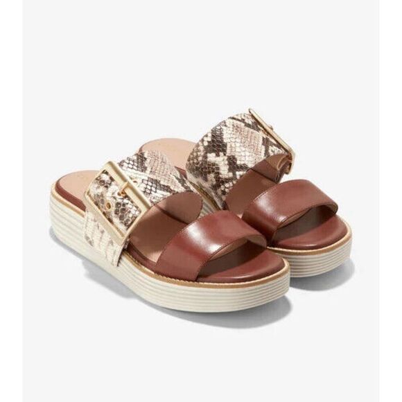Cole Haan Originalgrand Sandal Women 6 Brown Snake Print Platform Slides ZPO2663 - Picture 1 of 12